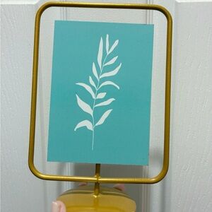 Gold Frame with Aqua Colored Botanical Print